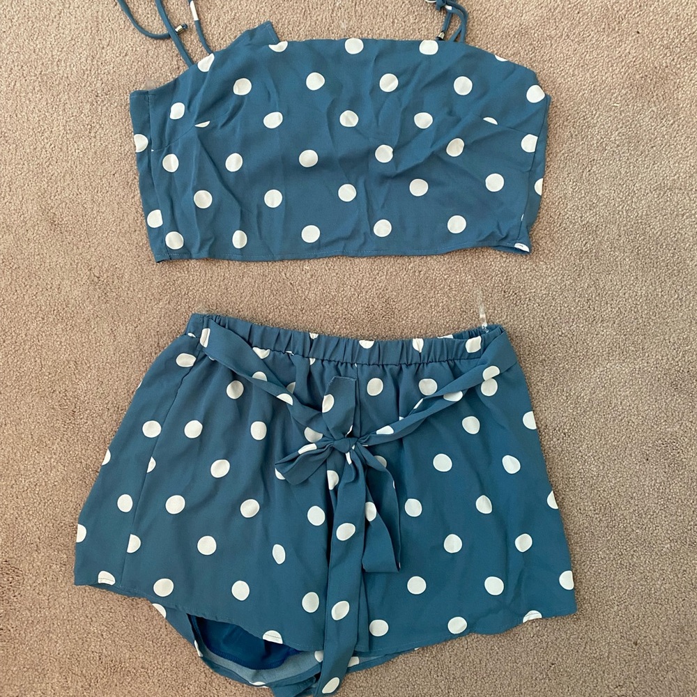 Blue & White Polka Dot Set